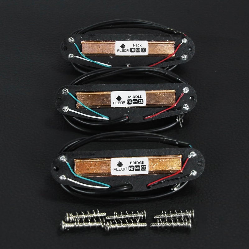 FLEOR 3pcs Full Black Hot Dual Rail Humbucker Pickup Set Alnico 5 Single-Coil-Sized Humbucker N+M+B Pickups - Image 3